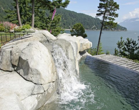 Naturally created waterfall from the rocks