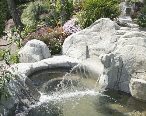 Natural water feature from the side of the pool