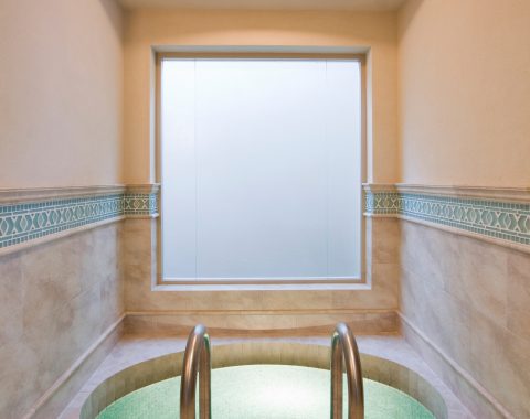 Indoor plunge pool with frosted window