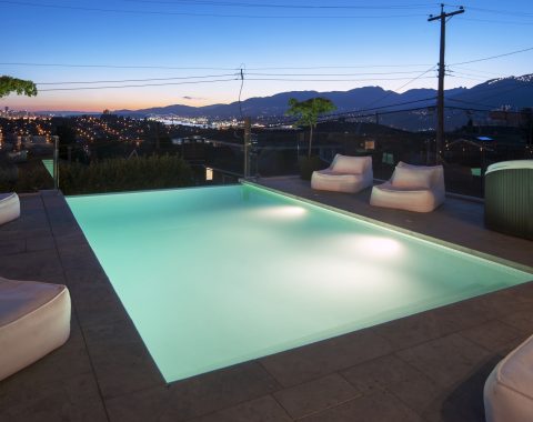 Infinity pool showcasing the spotlights