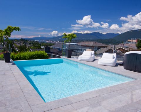 Outdoor pool with white plaster