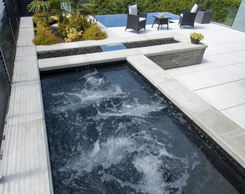 Large hot tub with jets