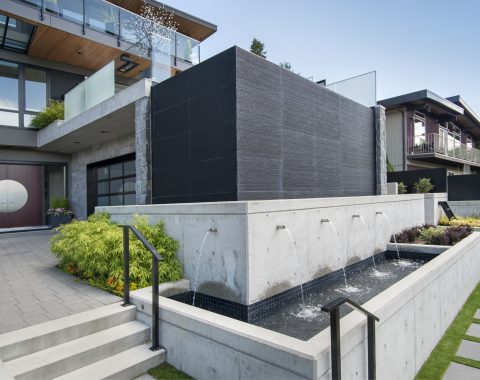 7 foot drop from the infinity pool with water feature