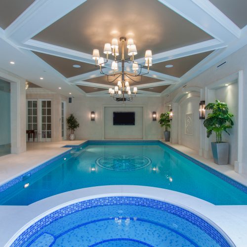 Indoor swimming pool with built in hot tub