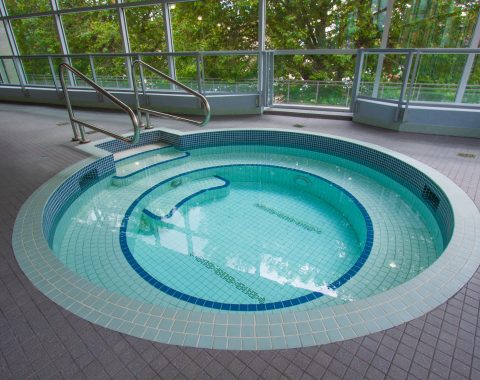 Large built in commercial hot tub with views