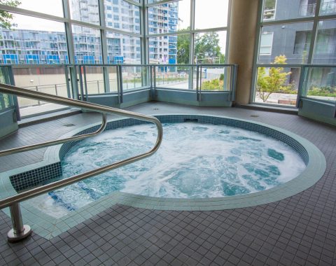 Commercial pool contractor has created an indoor large sized spa
