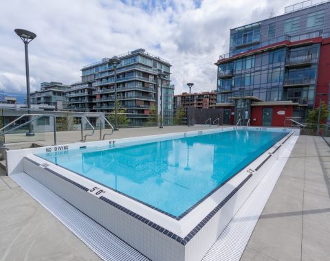 Large outdoor commercial swimming pool