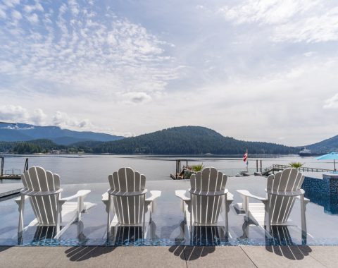 View from the built in seating areas looking into the bay