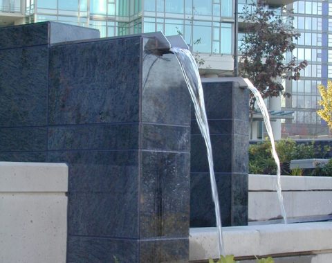 Commercial water features that falls into the pool