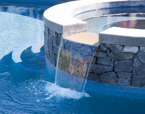Hot tubs and spas with built in waterfall