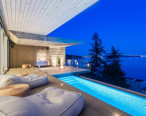 Infinity pool built in to landscape to give a seamless view into the sea