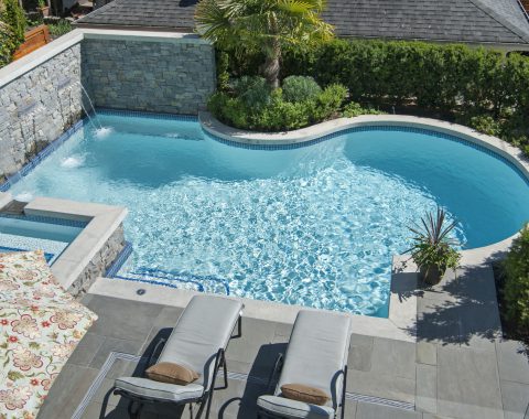 Cocktail pool built into the space of a backyard in Burnaby, Vancouver and British Columbia