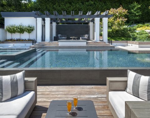 Luxury pool with spa and outdoor living space in Burnaby, Vancouver & British Columbia