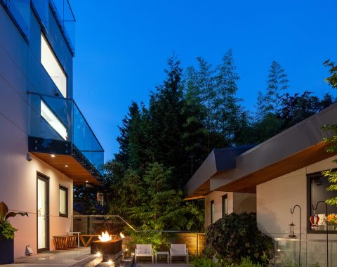 Luxury Pool Construction in Vancouver with Stunning Night Scene.
