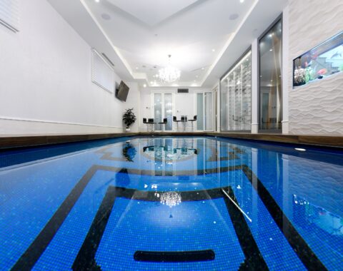 Opulent indoor swimming pool, perfect for guilt free indulging in relaxation and me time.