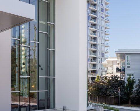 Elegant curved water feature with a custom design, flowing water, landscaped surroundings, elevated steps, and a relaxing view with modern design elements.